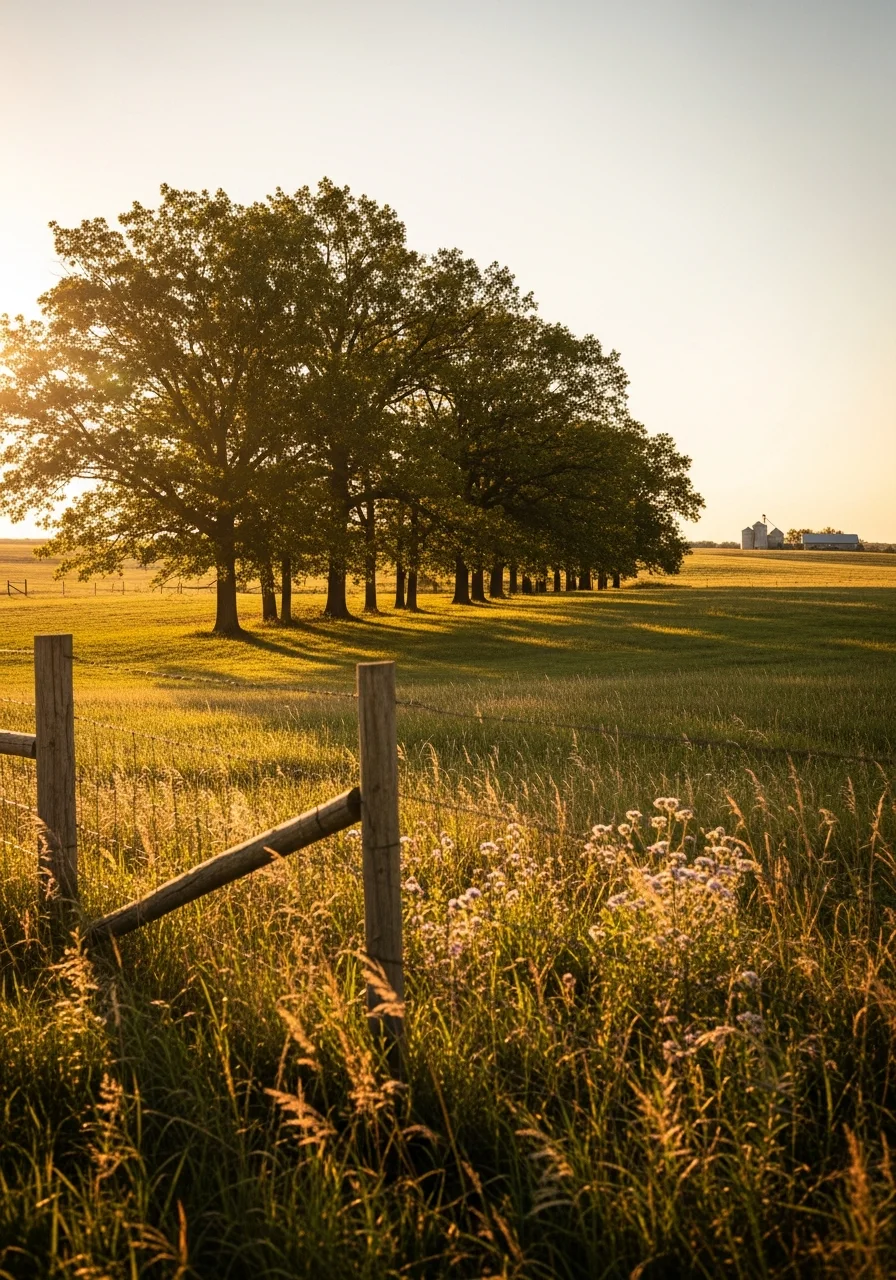 Hickman acreage showing mature trees and pastoral landscape.