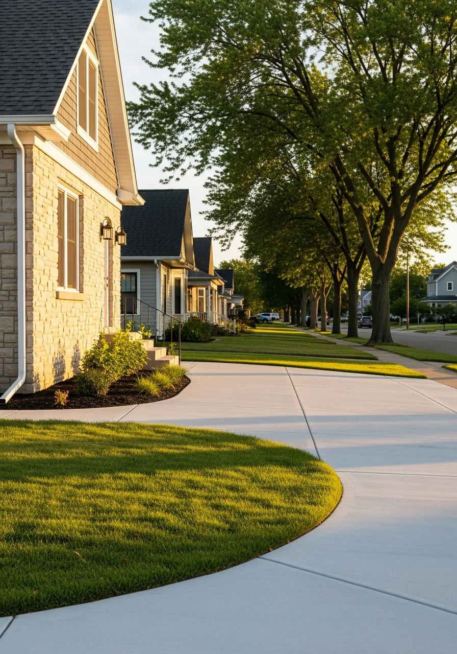 Close-up of a Lincoln home's exterior showing well-maintained siding and landscaping.